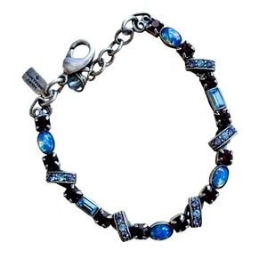 VTG Mary DeMarco La Contessa Bracelet Crystal Cabochon Signed Art Deco Style 7"